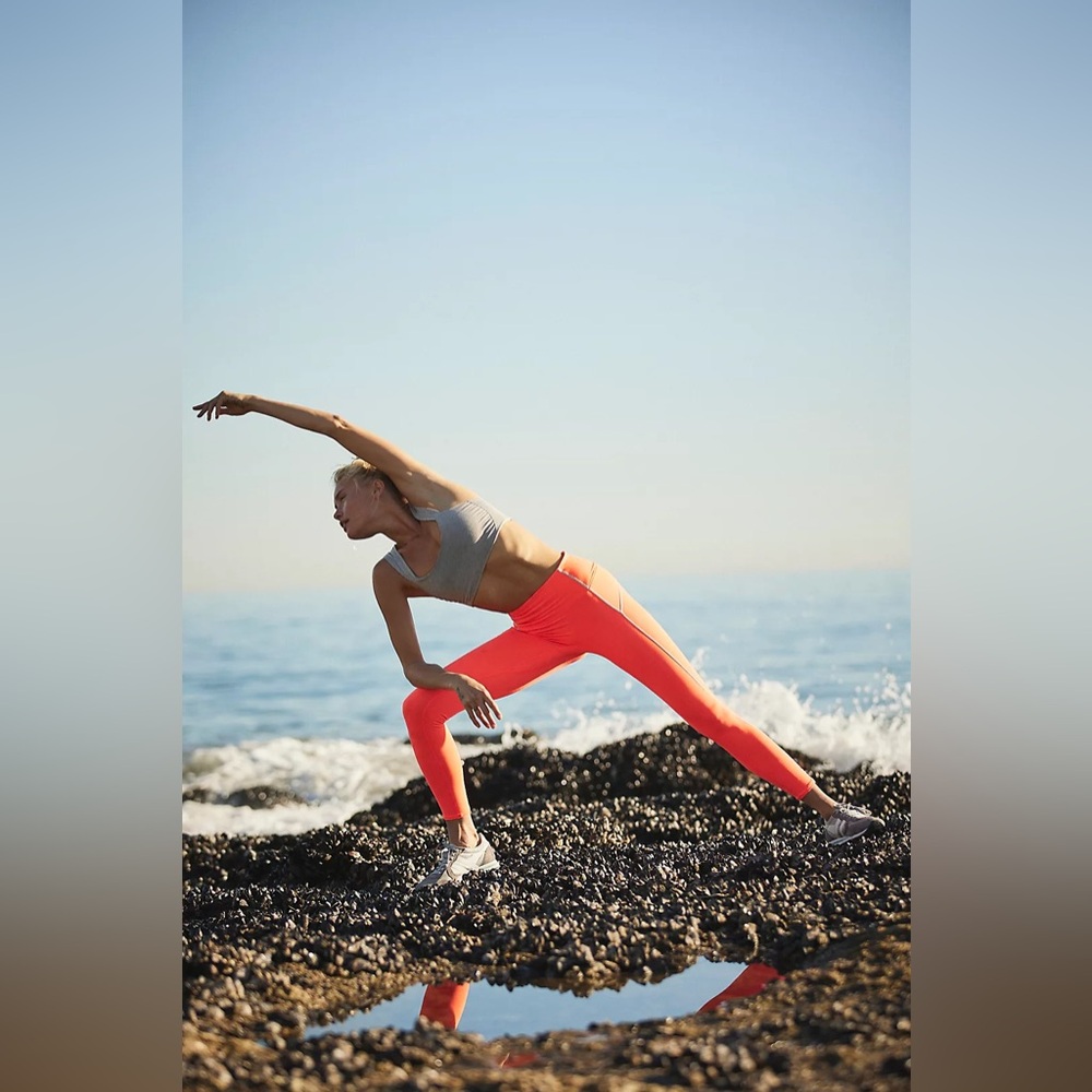 Free People Movement High-Rise 7/8 You're A Peach Leggings In Neon Coral